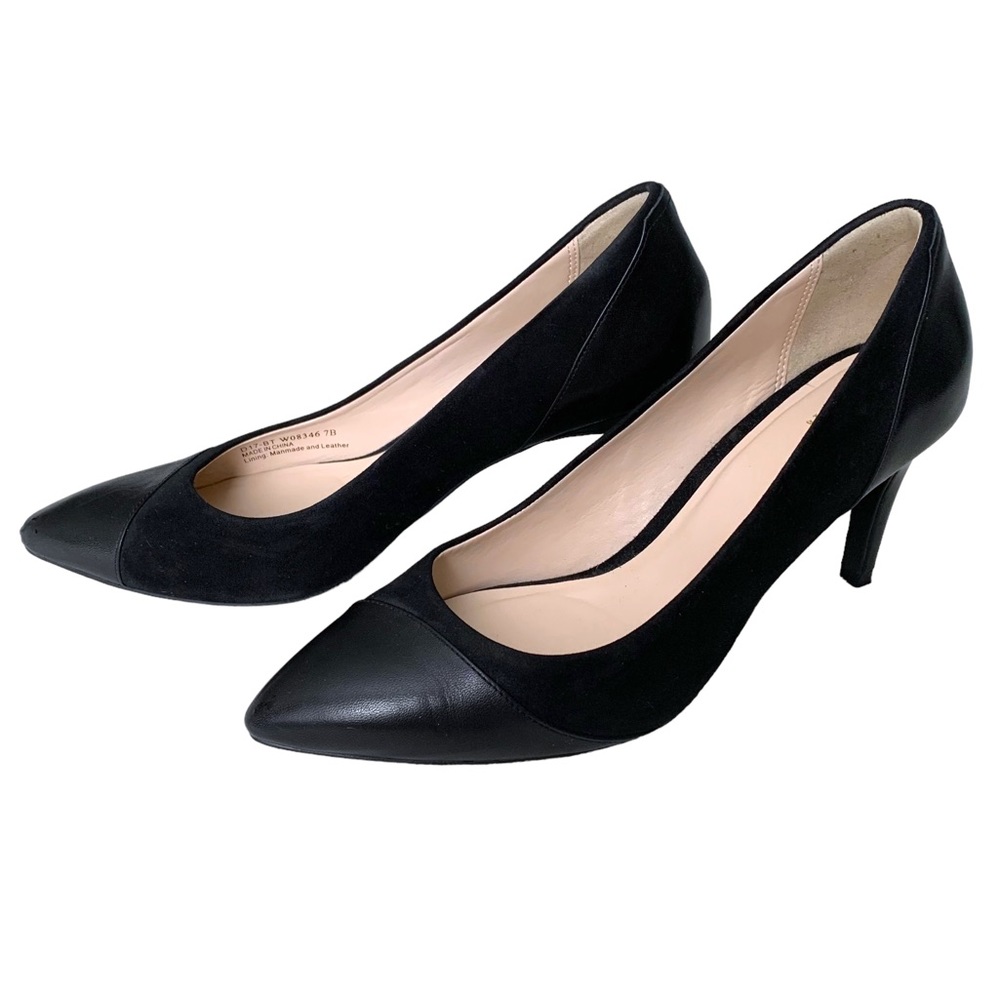 Cole Haan size 7 suede leather pointed stiletto heels NWOT mixed texture